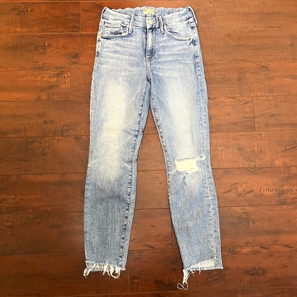 MOTHER Denim The Looker Ankle Step Fray Jeans Exposed Secret Sister Wash Size 25 - Picture 4 of 13